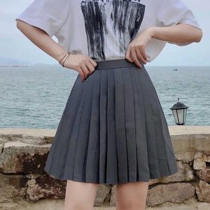 High-Waisted Pleated A-Line Skirt, Flared Design, Adjustable Cotton Midi Skirt for Spring and Summer 2025, Versatile and Slimming Style