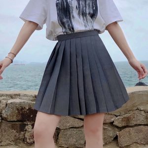 High-Waisted Pleated A-Line Skirt, Flared Design, Adjustable Cotton Midi Skirt for Spring and Summer 2025, Versatile and Slimming Style