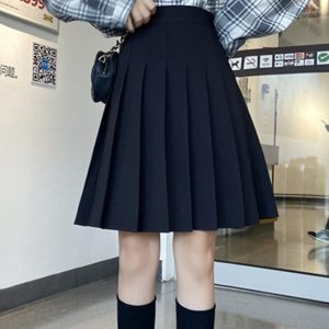 High-Waisted Pleated A-Line Skirt for Women - Mid-Length Plus Size, Flattering Curvy Fit, Spring Summer Fashion, Student-Friendly