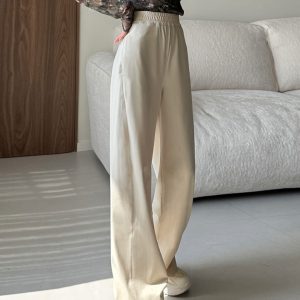 High-Waisted Pure Cotton Banana Pants for Women - Summer Lightweight Breathable Loose-Fitting Long Trousers with Pockets