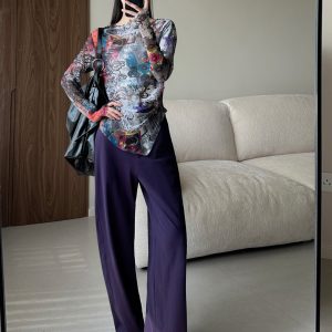 High-Waisted Pure Cotton Banana Pants for Women - Summer Lightweight Breathable Loose-Fitting Long Trousers with Pockets