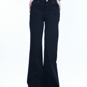 High-Waisted Retro Black Flared Jeans for Women, Slimming Floor-Length Summer Style, 90s Inspired Fashion
