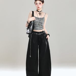 High-Waisted Retro Casual Pants for Women - Summer 2025 Ultra-Comfortable Loose Draped Design, Trendy American-Style Fashion