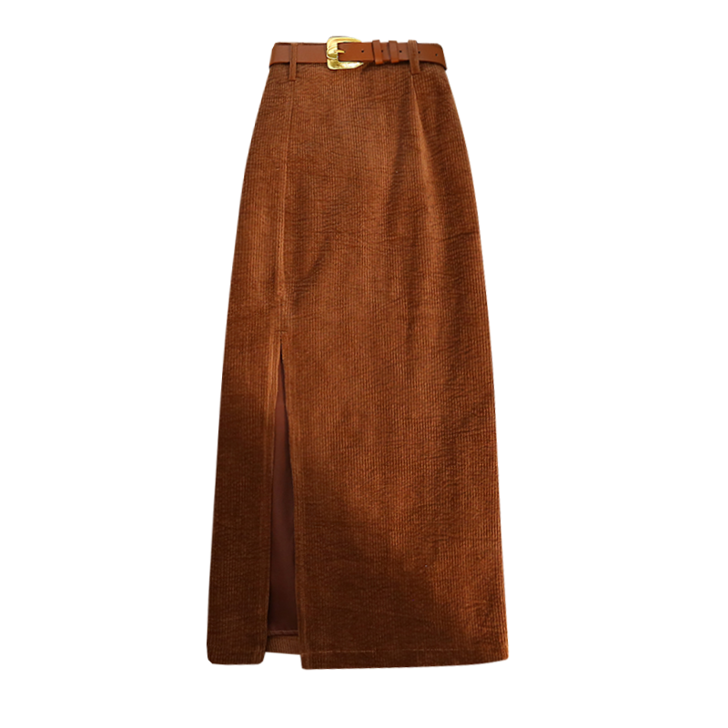 High-Waisted Retro Corduroy Midi Skirt in Hong Kong Style - Slimming A-Line Bodycon for Autumn and Winter Fashion High-Waisted Retro Corduroy Midi Skirt in Hong Kong Style - Slimming A-Line Bodycon for Autumn and Winter Fashion