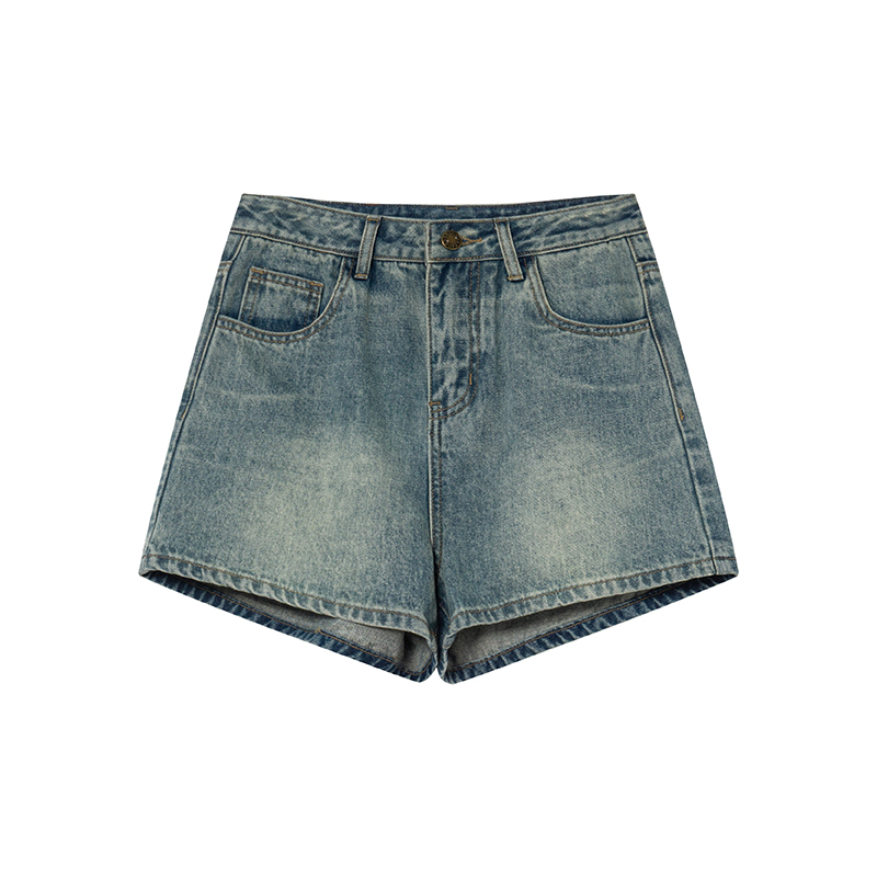 High-Waisted Retro Denim Shorts for Women - Casual Loose Slim Fit Summer Style - Petite Straight Cut Fashion 90s Trend