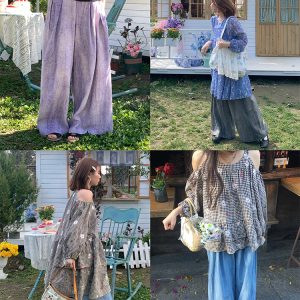 High-Waisted Retro Tie-Dye Casual Pants for Women - Vintage Inspired Loose Wide-Leg Spring Fashion