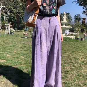 High-Waisted Retro Tie-Dye Casual Pants for Women - Vintage Inspired Loose Wide-Leg Spring Fashion