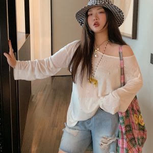High-Waisted Ripped Denim Shorts for Women, Plus-Size Five-Point Summer Pants for Curvy Girls, 2025 Trendy Casual Style