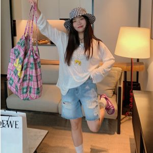 High-Waisted Ripped Denim Shorts for Women, Plus-Size Five-Point Summer Pants for Curvy Girls, 2025 Trendy Casual Style