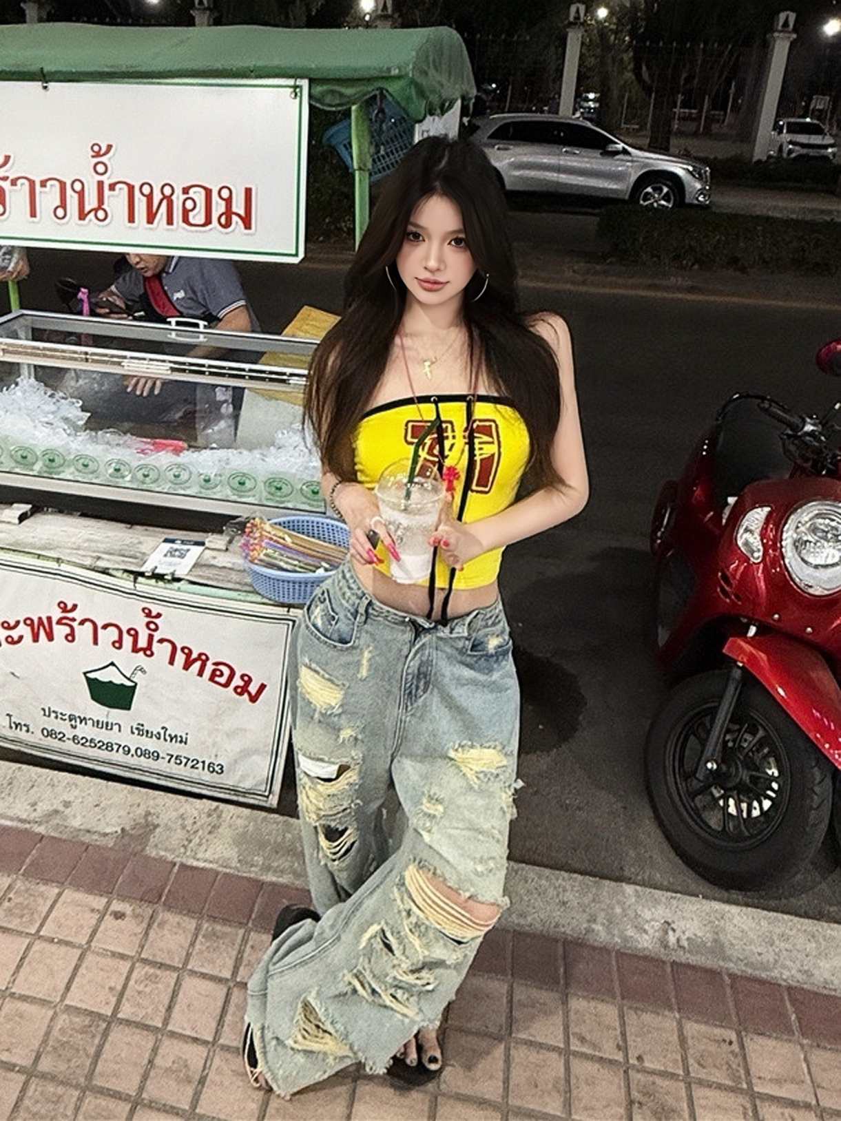 High-Waisted Ripped Jeans for Women - Summer Slim Fit Wide-Leg Pants - Trendy 90s Style Hot Girl Fashion High-Waisted Ripped Jeans for Women - Summer Slim Fit Wide-Leg Pants - Trendy 90s Style Hot Girl Fashion