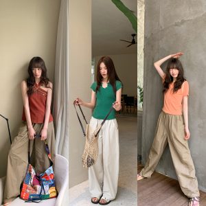 High-Waisted Slim Straight Multi-Pocket Casual Pants for Women - Summer Style, Narrow Edge Design, Trendy and Comfortable