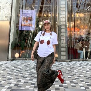 High-Waisted Slimming Leopard Print Skirt for Women - Versatile Loose Long Skirt for Spring/Summer 2025 Fashion