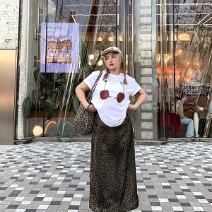 High-Waisted Slimming Leopard Print Skirt for Women - Versatile Loose Long Skirt for Spring/Summer 2025 Fashion