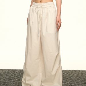 High-Waisted Vintage Pleated Cargo Pants for Women - Summer Loose Straight Wide-Leg Trousers, American-Style Floor-Length Fashion