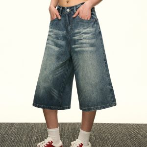 High-Waisted Vintage Washed Denim Pants for Women - Summer Spicy Girl Slim Loose Straight Wide-Leg Trousers