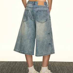 High-Waisted Vintage Washed Denim Pants for Women - Summer Spicy Girl Slim Loose Straight Wide-Leg Trousers
