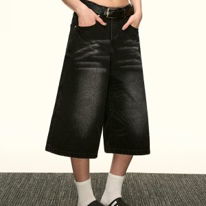 High-Waisted Vintage Washed Denim Pants for Women - Summer Spicy Girl Slim Loose Straight Wide-Leg Trousers