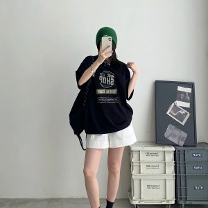 High-Waisted White Casual Shorts for Women - Minimalist Loose Elastic Waist, Slimming Sun Grapefruit Style, Versatile Summer Fashion