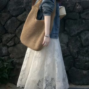 High-Waisted White Lace Tulle Half-Length Skirt for Women, Slimming A-Line Design, Summer 2025 Fashion, Perfect for Effortless Style