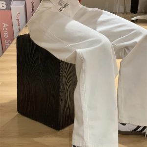 High-Waisted White Straight-Leg Loose Jeans for Women, Plus Size, Flattering Wide-Leg Style, 2025 Trendy Fashion