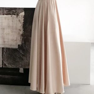 High-Waisted Wide-Leg Satin Casual Pants for Women - Elastic Waist, Vacation Chiffon Beach Style Trousers, Perfect for Summer Outfits