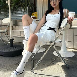 High-Waisted Women's Cargo Shorts - American Style Streetwear, Loose Casual Five-Point Summer Pants, Trendy White Straight-Leg Design