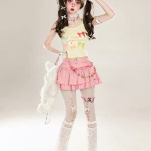 High-Waisted Y2K Sweet Puff A-Line Skirt for Women, Summer 2025 Flared Cake Skirt, Cute Short Skirt for Spicy Girls