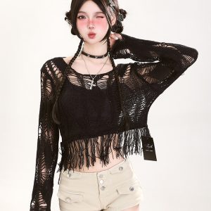 Hollow Knit Top for Women - Summer Casual Loose Short Sleeve Sun Protection Cover-Up Shirt, Versatile Lightweight Fashion