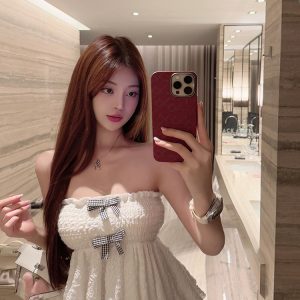 Hollow Lace Vest Top - Irregular Strapless Design for Trendy 90s Y2K Style Fashion