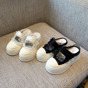 Hollow Thick Sole Baotou Half Slippers for Women - Velcro Height-Increasing Casual Summer Footwear 2025 Style