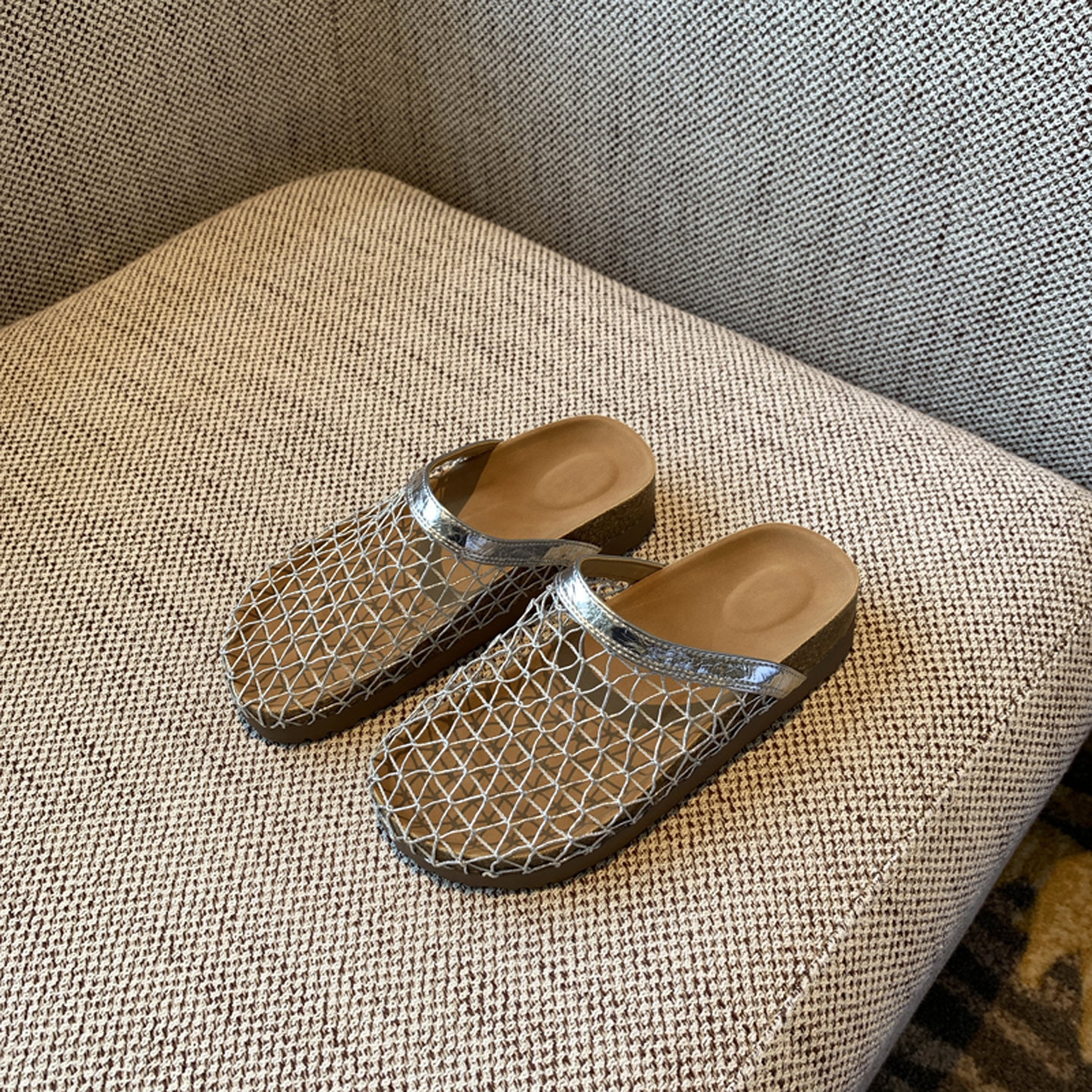 Hollow Thick-Soled Slip-On Sandals for Women - Fishing Net Bag Head, Summer 2025 Outdoor Style