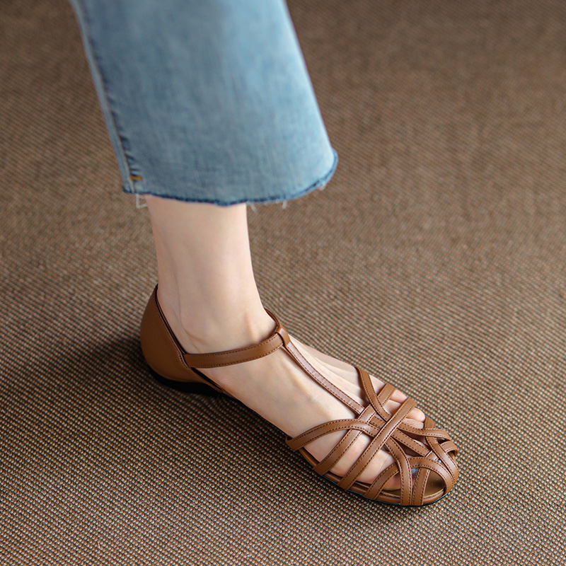 Hollow Woven Flat Roman Sandals for Women - Retro Summer Baotou Style, Italian Corso Venezia Inspired Hollow Woven Flat Roman Sandals for Women - Retro Summer Baotou Style, Italian Corso Venezia Inspired