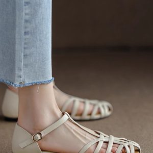 Hollow Woven Flat Roman Sandals for Women - Retro Summer Baotou Style, Italian Corso Venezia Inspired