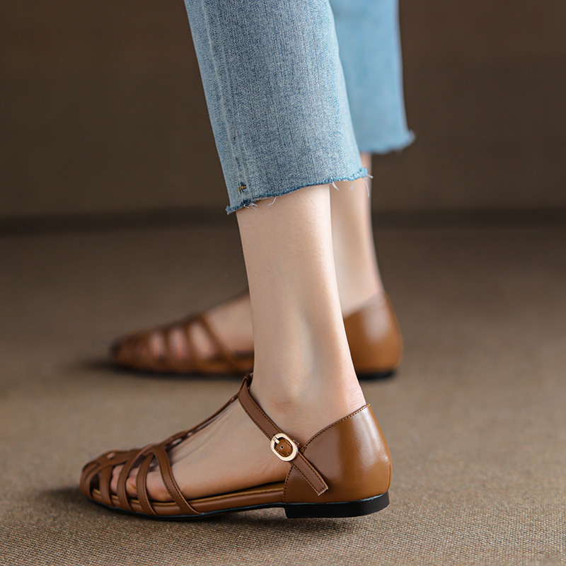 Hollow Woven Flat Roman Sandals for Women - Retro Summer Baotou Style, Italian Corso Venezia Inspired Hollow Woven Flat Roman Sandals for Women - Retro Summer Baotou Style, Italian Corso Venezia Inspired