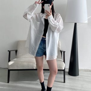 Island Memory Summer Sun Protection Shirt Jacket - Lightweight Tencel Beach Outerwear for Warm Weather Adventures