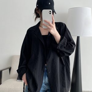 Island Memory Summer Sun Protection Tencel Shirt Jacket for Beach, Lightweight Outerwear for Sunny Days, Ideal for Vacation and Travel