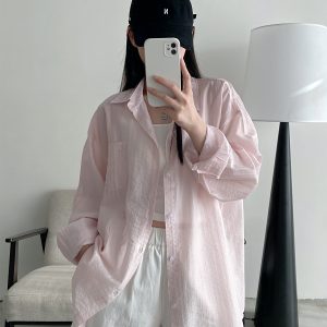 Island Memory Summer Sun Protection Tencel Shirt Jacket for Beach, Lightweight Outerwear for Sunny Days, Ideal for Vacation and Travel