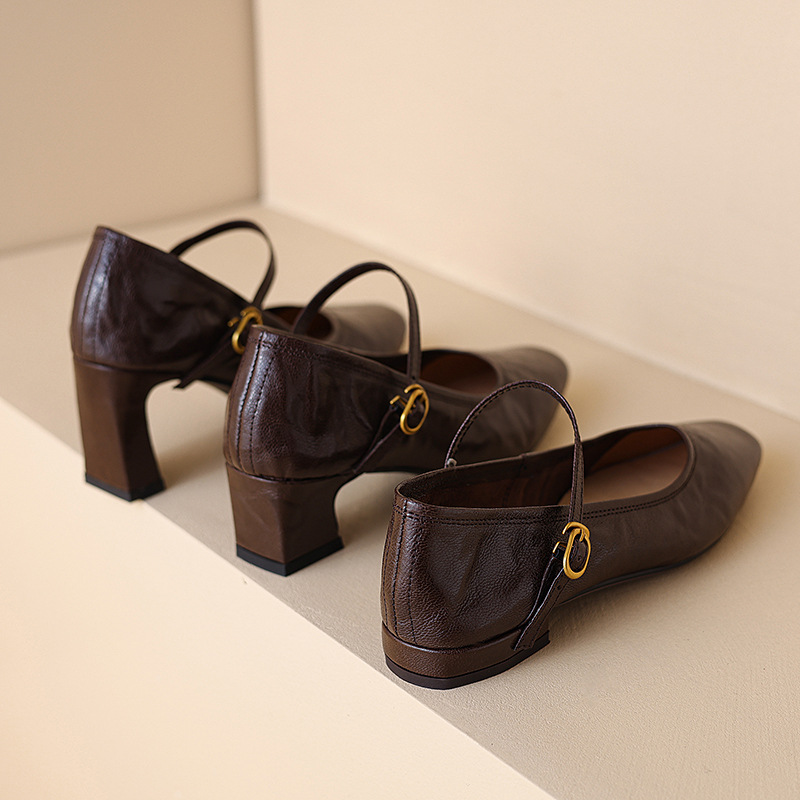 Italian-Style 7 cm Soft Sole Flat Shoes, Comfortable First Layer Sheepskin, Easy to Wear Footwear for Everyday Style