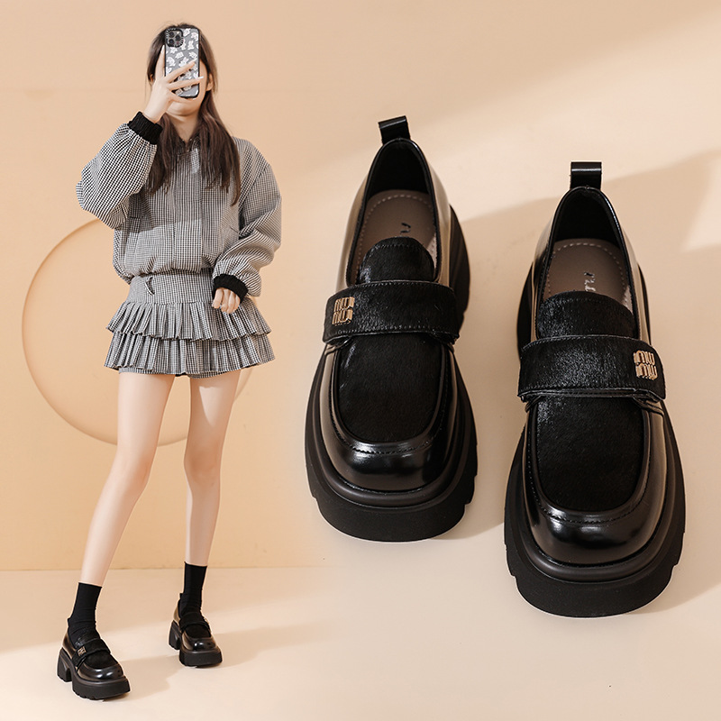 Italian-Style Genuine Leather Thick-Soled Loafers for Women - 6 cm Soft Sole Comfortable Shoes - New Model MM