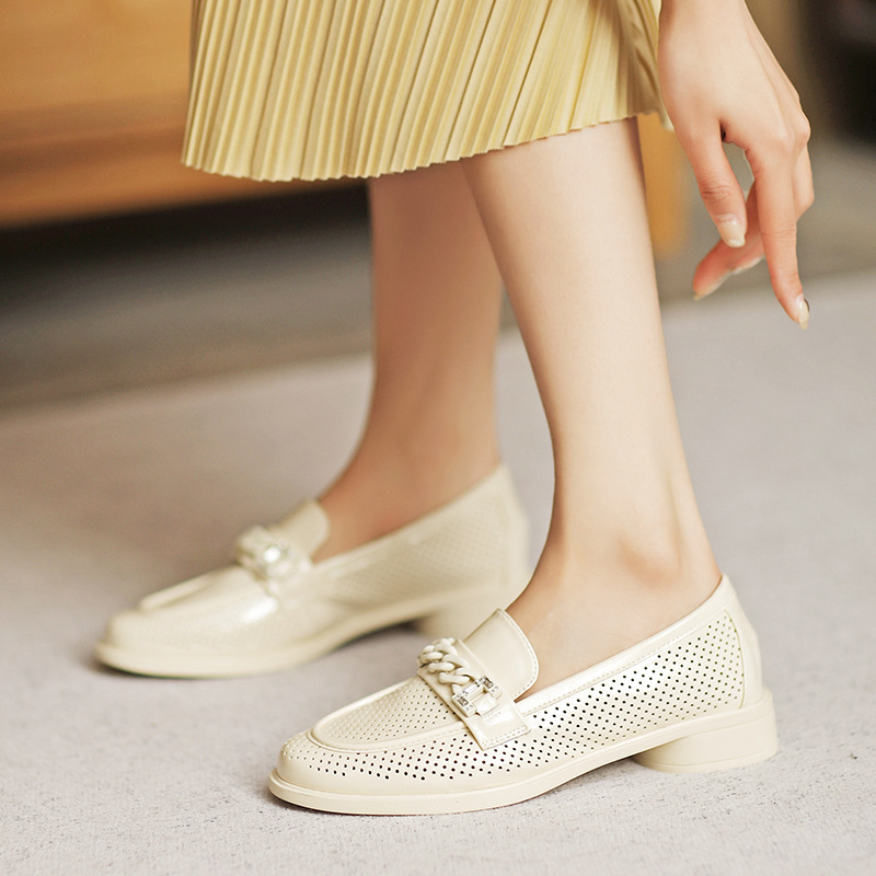 Italian-Style Hollow Genuine Leather Loafers - Soft-Soled, Non-Fatiguing Flats, 2.5 cm Heel - Trendy Y2K Fashion Footwear