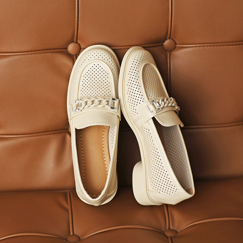 Italian-Style Hollow Genuine Leather Loafers - Soft-Soled, Non-Fatiguing Flats, 2.5 cm Heel - Trendy Y2K Fashion Footwear