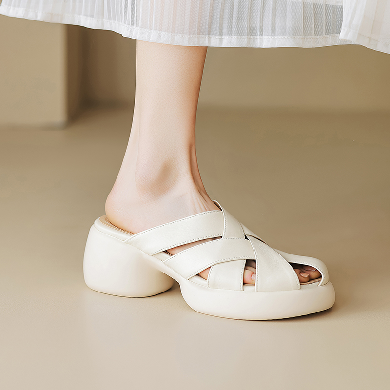 Italian-Style Soft-Soled Women's Sheepskin Slippers - Non-Fatiguing Thick Sole, Full Leather, Cozy Comfort