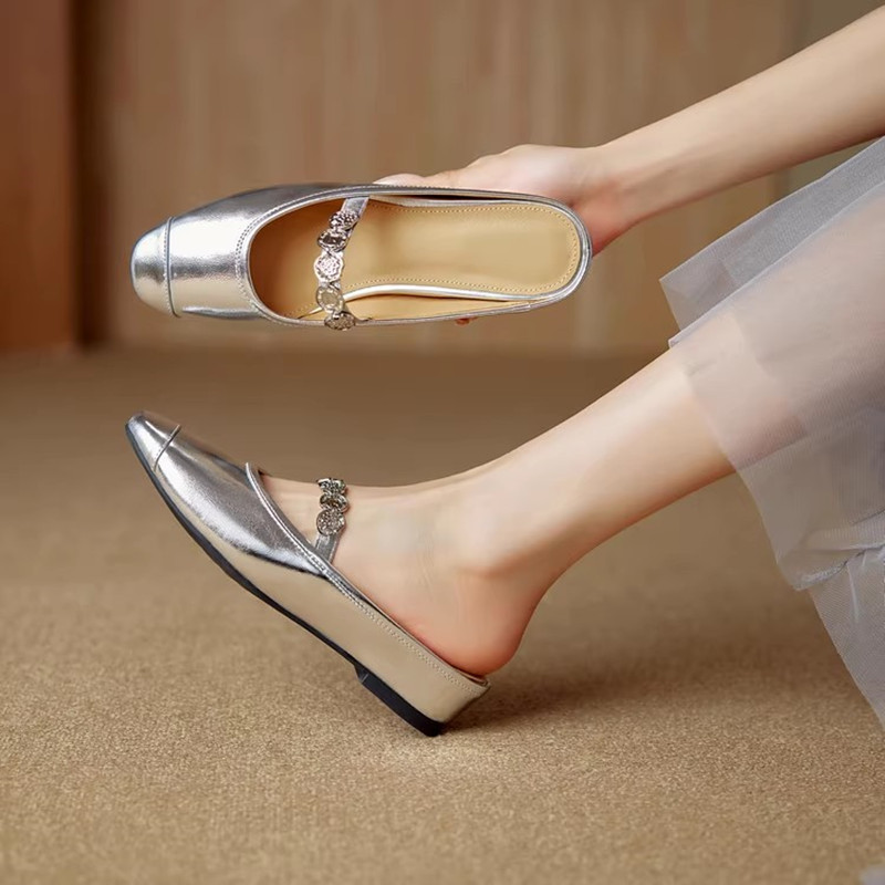 Italian Ultra-Soft Lambskin Open-Toe Half Slippers for Women - 2025 Summer One-Strap Sandals, Chic and Comfortable Footwear