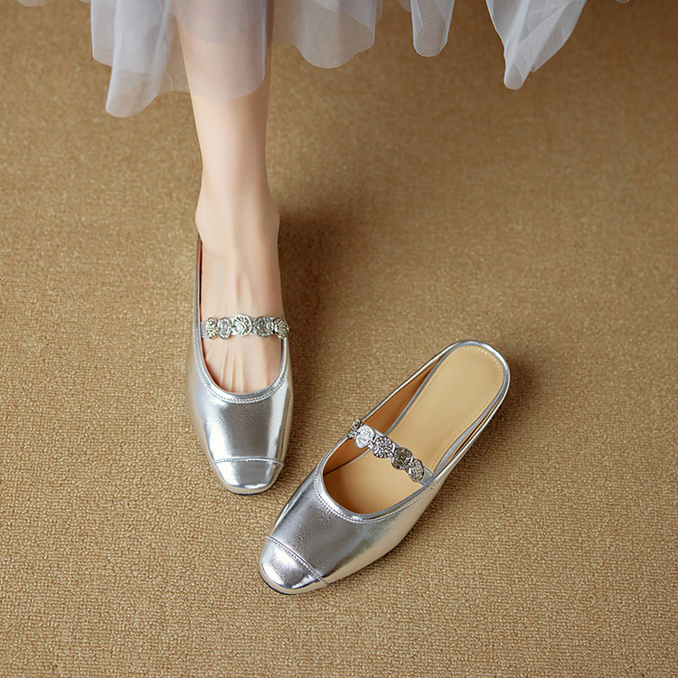 Italian Ultra-Soft Lambskin Open-Toe Half Slippers for Women - 2025 Summer One-Strap Sandals, Chic and Comfortable Footwear