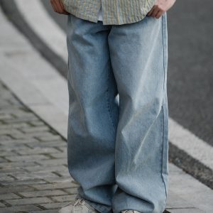 Japanese Gradient Retro Loose Straight-Leg Jeans for Men - Trendy Versatile Long Pants for Y2K and 90s Style