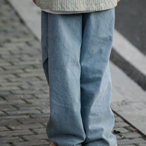 Japanese Gradient Retro Loose Straight-Leg Jeans for Men - Trendy Versatile Long Pants for Y2K and 90s Style