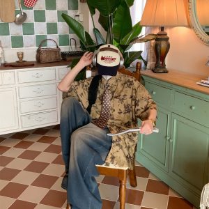 Japanese Retro Floral Print Short Sleeve Shirt - Summer Chic Hong Kong Style Casual Top for Effortless Y2K Fashion