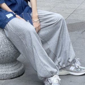 Japanese Retro Loose Sweatpants for Men and Women - Simple Versatile Straight-Leg Drawstring Harem Pants, Spring Fashion