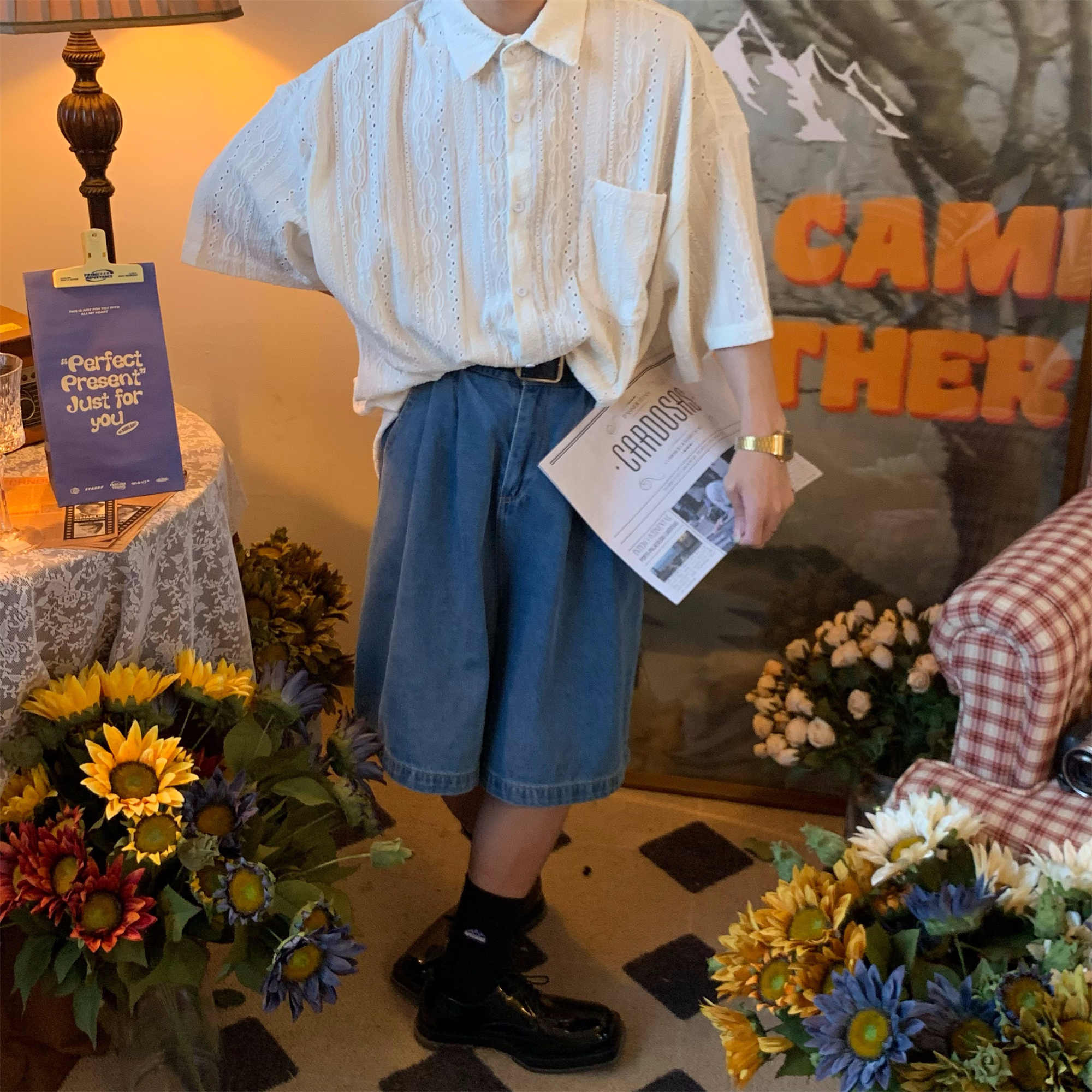 Japanese Retro Minimalist Hollow Short Sleeve Shirt - Summer Light Luxury Unisex Top for a Niche 90s Aesthetic Japanese Retro Minimalist Hollow Short Sleeve Shirt - Summer Light Luxury Unisex Top for a Niche 90s Aesthetic