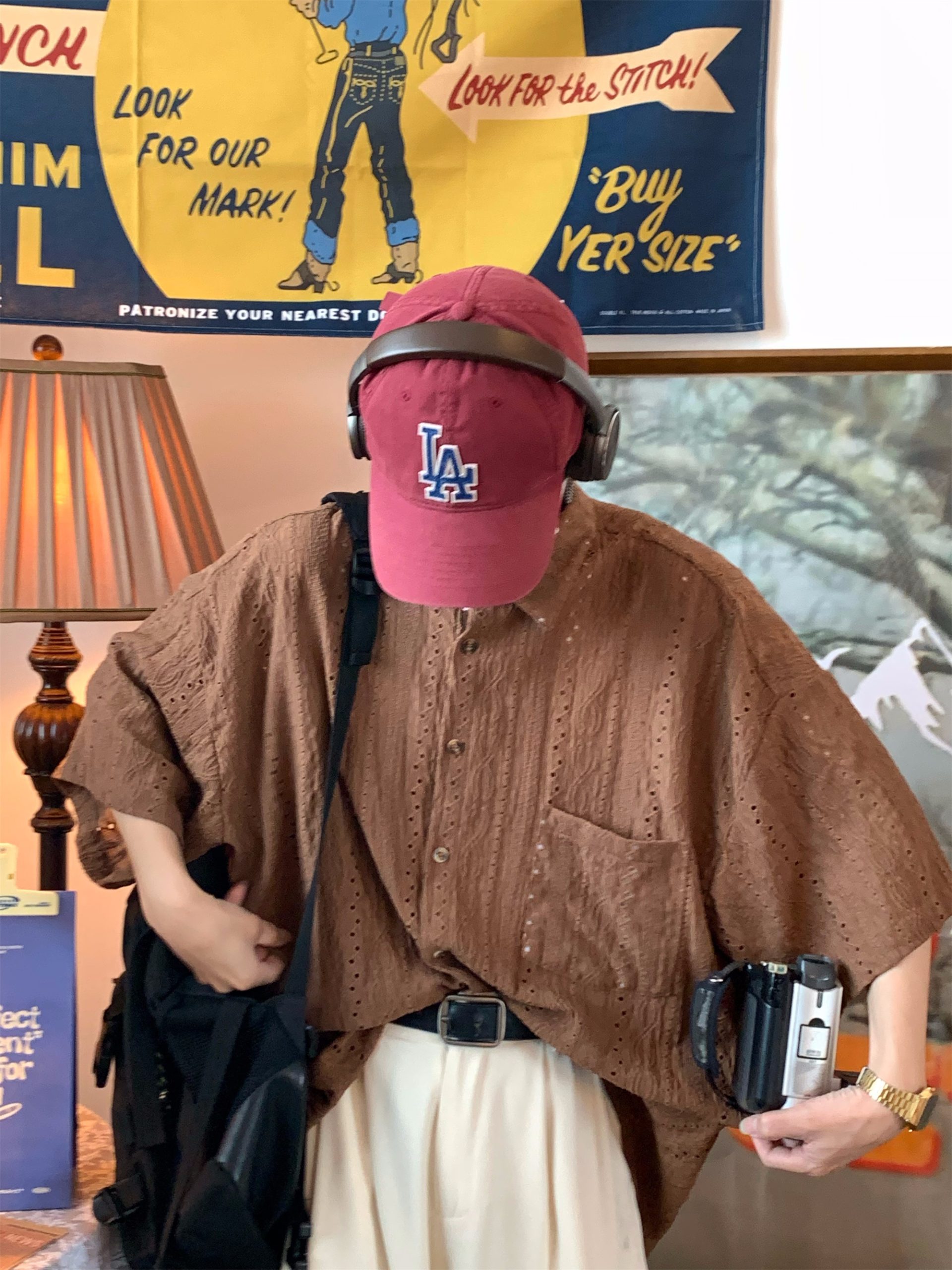 Japanese Retro Minimalist Hollow Short Sleeve Shirt - Summer Light Luxury Unisex Top for a Niche 90s Aesthetic Japanese Retro Minimalist Hollow Short Sleeve Shirt - Summer Light Luxury Unisex Top for a Niche 90s Aesthetic